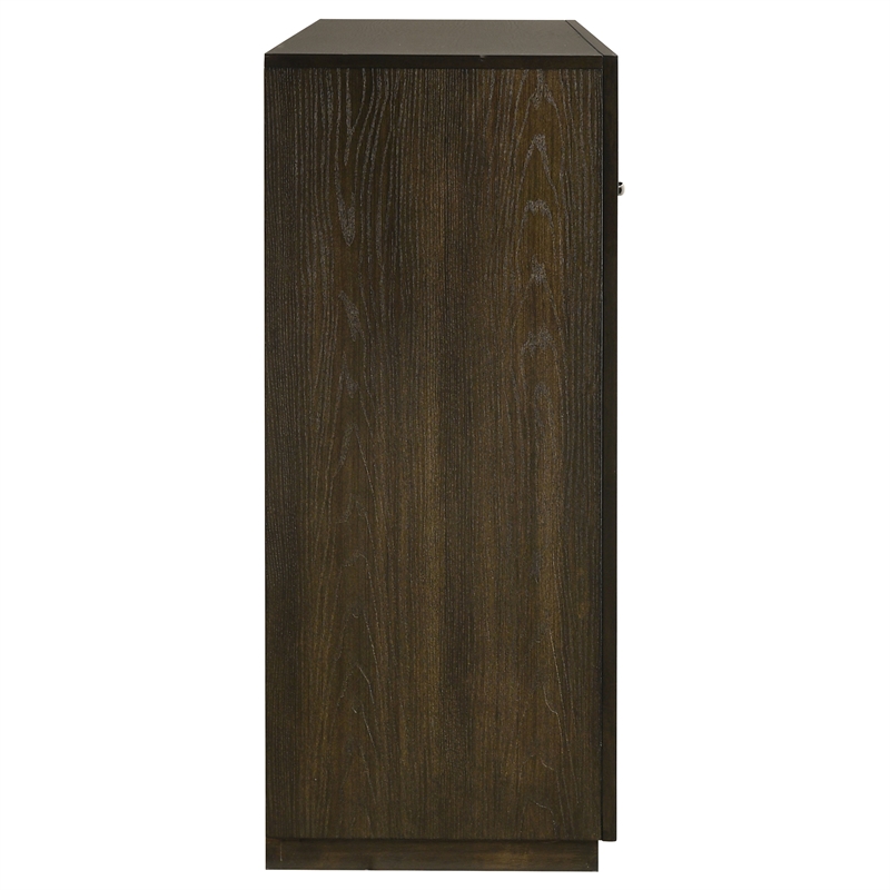 Pemberly Row 7-Drawer Transitional Wood Dresser Cabinet in Dark Oak