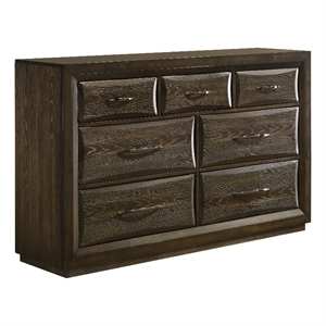 Pemberly Row 7-Drawer Transitional Wood Dresser Cabinet in Dark Oak
