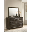 Pemberly Row 7-Drawer Transitional Dresser and Mirror Set in Dark Oak