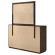 Pemberly Row 7-Drawer Transitional Dresser and Mirror Set in Dark Oak