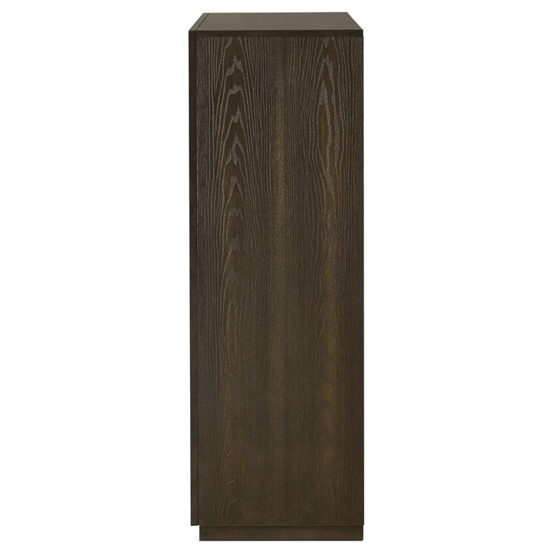 Pemberly Row 5-Drawer Transitional Wood Chest of Drawers in Dark Oak
