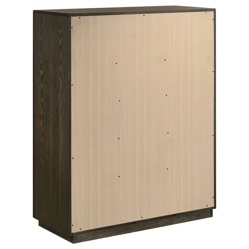 Pemberly Row 5-Drawer Transitional Wood Chest of Drawers in Dark Oak
