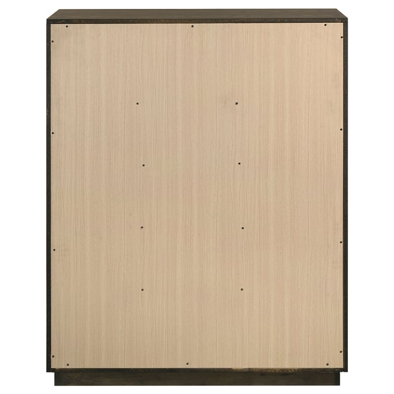 Pemberly Row 5-Drawer Transitional Wood Chest of Drawers in Dark Oak
