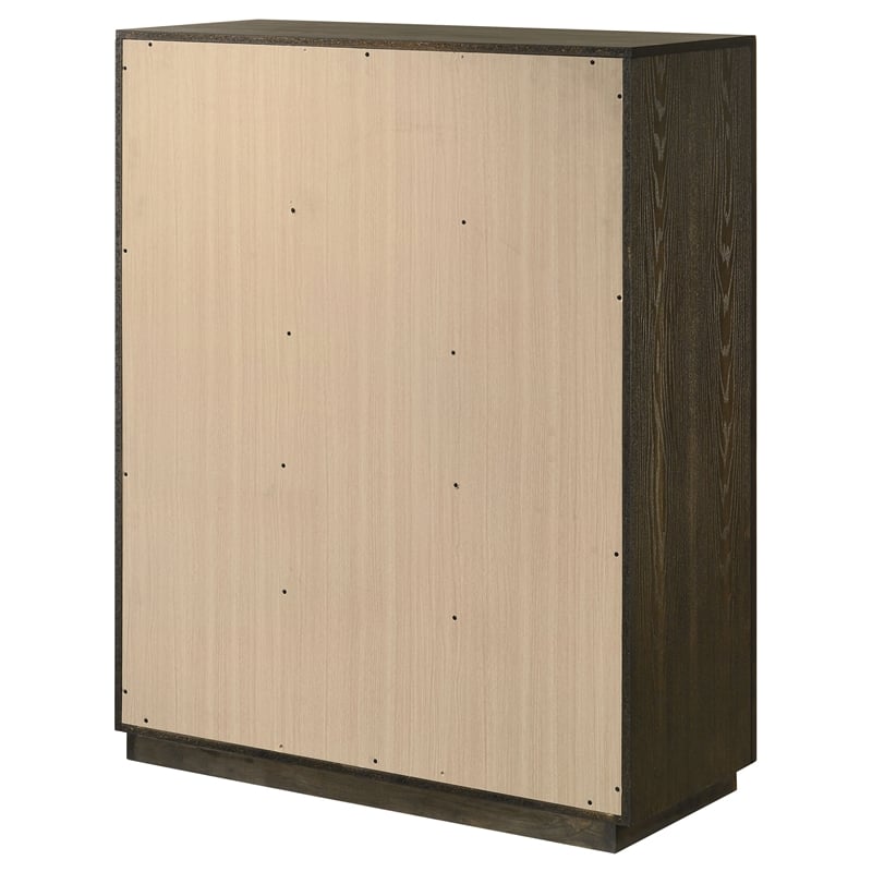 Pemberly Row 5-Drawer Transitional Wood Chest of Drawers in Dark Oak
