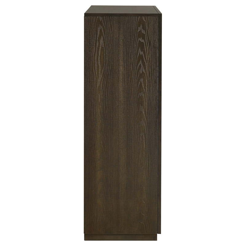 Pemberly Row 5-Drawer Transitional Wood Chest of Drawers in Dark Oak