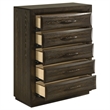Pemberly Row 5-Drawer Transitional Wood Chest of Drawers in Dark Oak