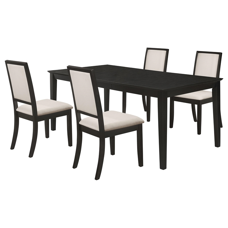 Pemberly Row 5-piece Rectangular Extension Leaf Dining Set in Black
