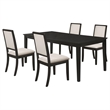 Pemberly Row 5-piece Rectangular Extension Leaf Dining Set in Black