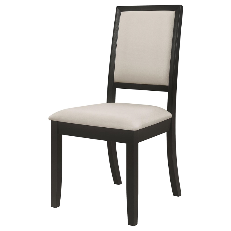 Pemberly Row Upholstered Wood Dining Side Chair Set of 2 in Black