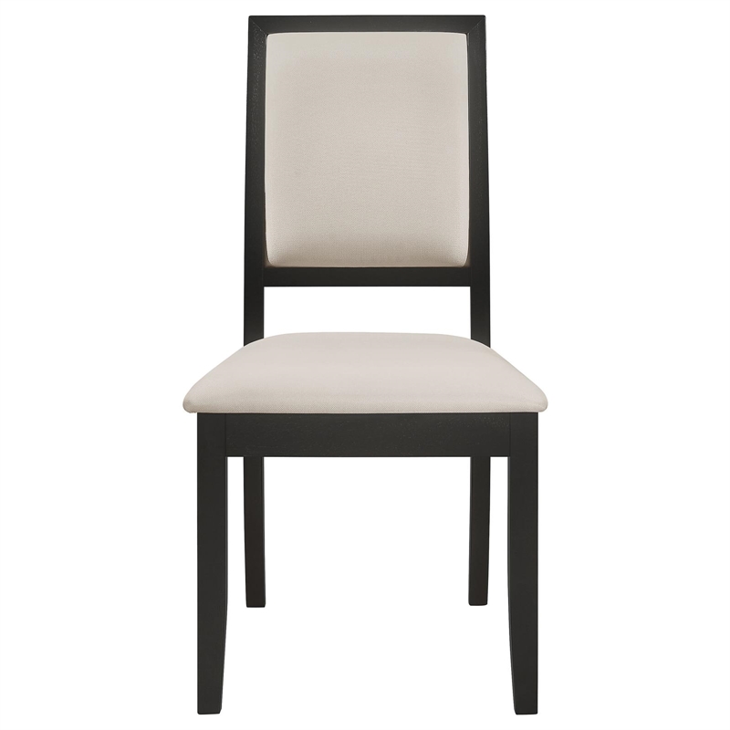 Pemberly Row Upholstered Wood Dining Side Chair Set of 2 in Black