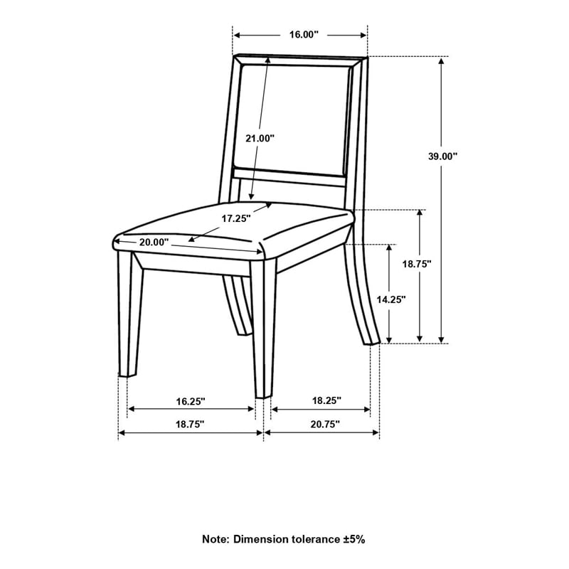 Pemberly Row Upholstered Wood Dining Side Chair Set of 2 in Black