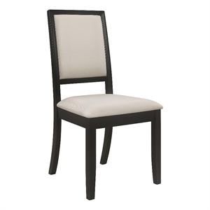 Pemberly Row Upholstered Wood Dining Side Chair Set of 2 in Black