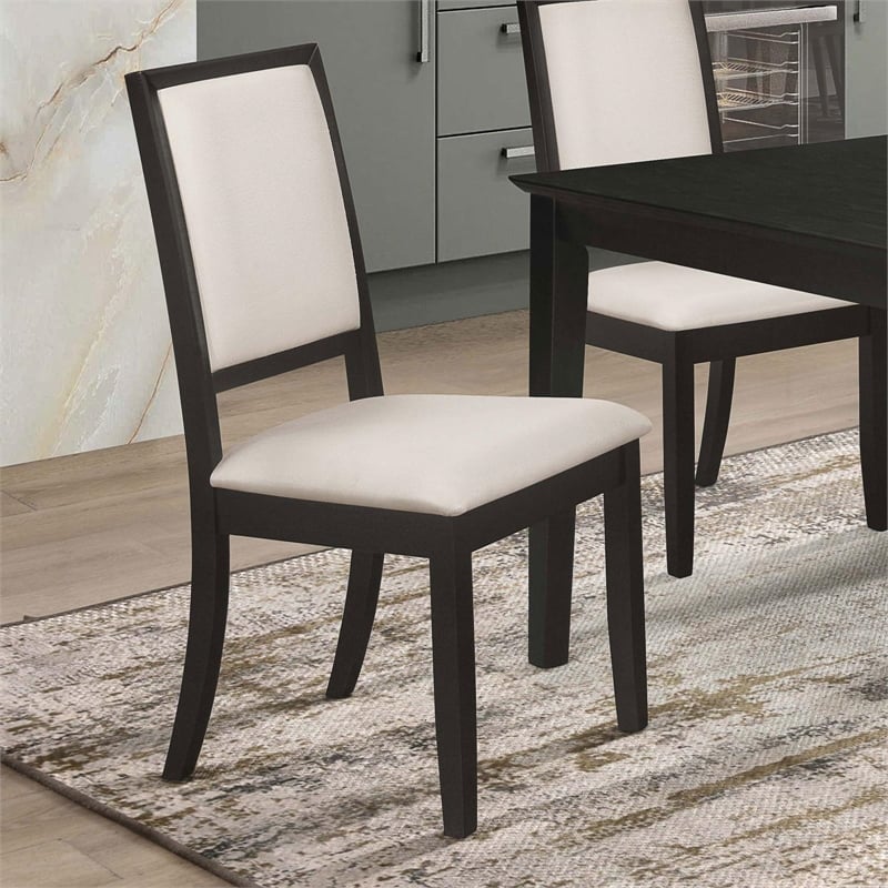 Pemberly Row Upholstered Wood Dining Side Chair Set of 2 in Black
