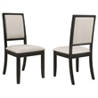 Pemberly Row Upholstered Wood Dining Side Chair Set of 2 in Black