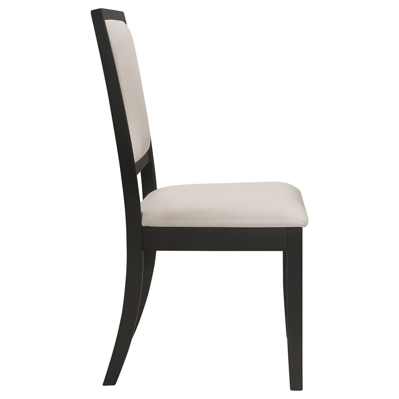 Pemberly Row Upholstered Wood Dining Side Chair Set of 2 in Black