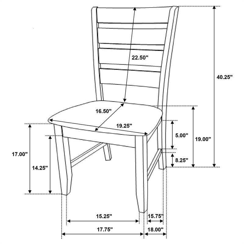 Pemberly Row Ladder Back Wood Dining Side Chair Set of 2 in Cappuccino