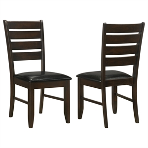 Pemberly Row Ladder Back Wood Dining Side Chair Set of 2 in Cappuccino