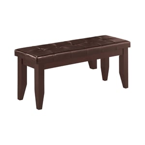 Pemberly Row Leatherette Upholstered Wood Dining Bench in Cappuccino