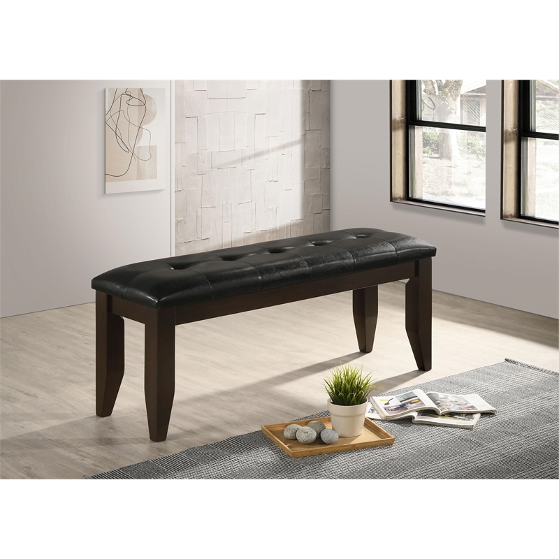 Pemberly Row Leatherette Upholstered Wood Dining Bench in Cappuccino