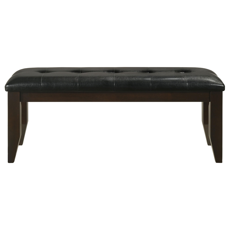 Pemberly Row Leatherette Upholstered Wood Dining Bench in Cappuccino