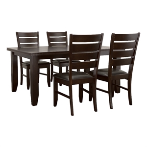Pemberly Row 5-piece Rectangular Dining Table Set in Cappuccino