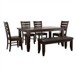 Pemberly Row 6-piece Rectangular Dining and Bench Set in Cappuccino