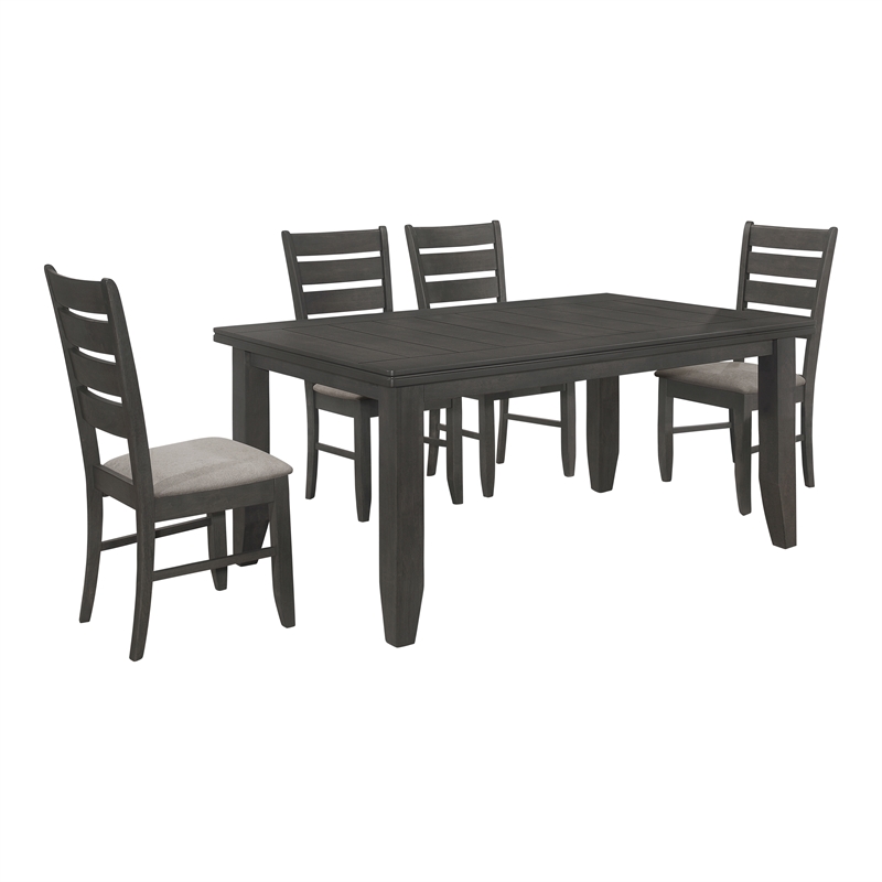 Pemberly Row 5-piece Rectangular Dining Table Set in Dark Grey