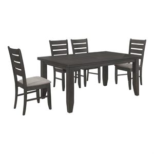 Pemberly Row 5-piece Rectangular Dining Table Set in Dark Grey