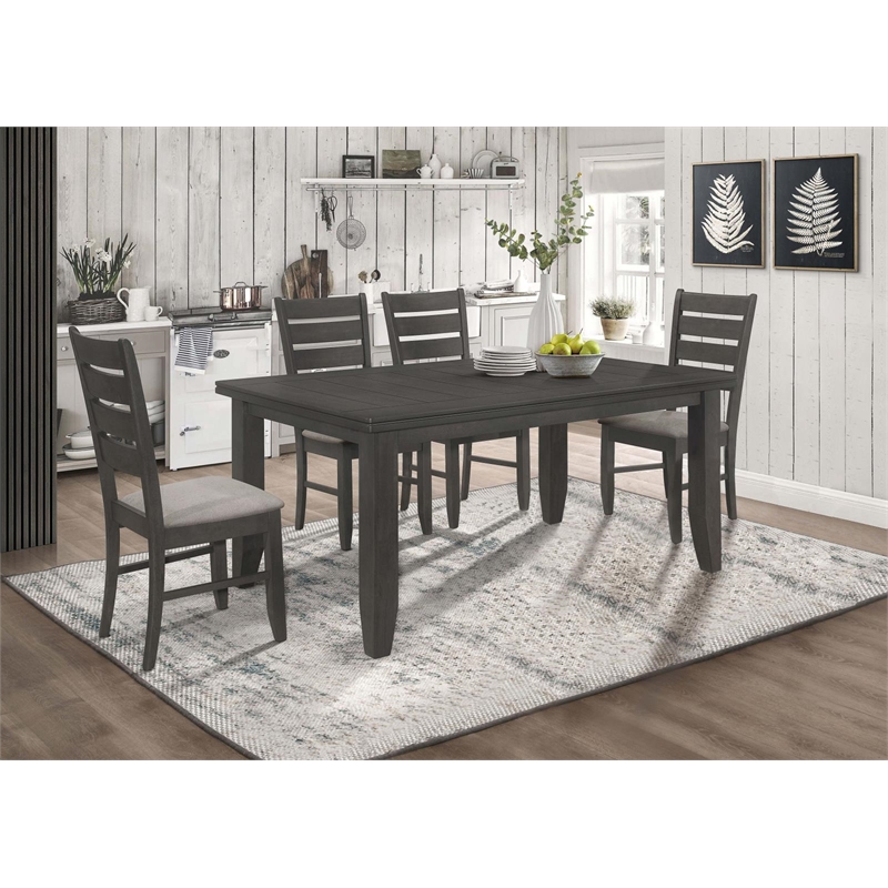 Pemberly Row 5-piece Rectangular Dining Table Set in Dark Grey
