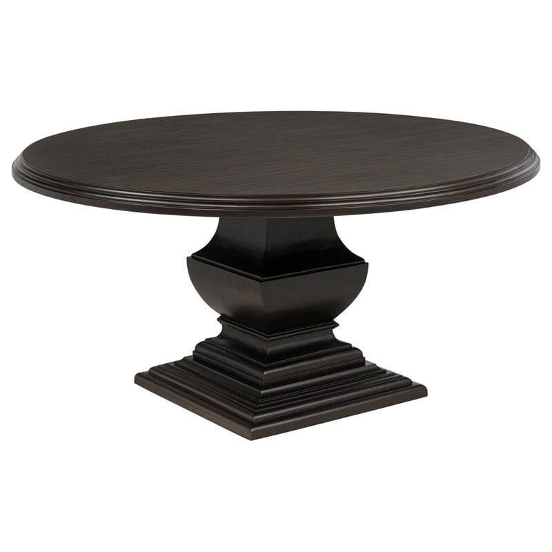 Pemberly Row 7-Piece Round Wood Dining Table Set in Dark Cocoa Brown