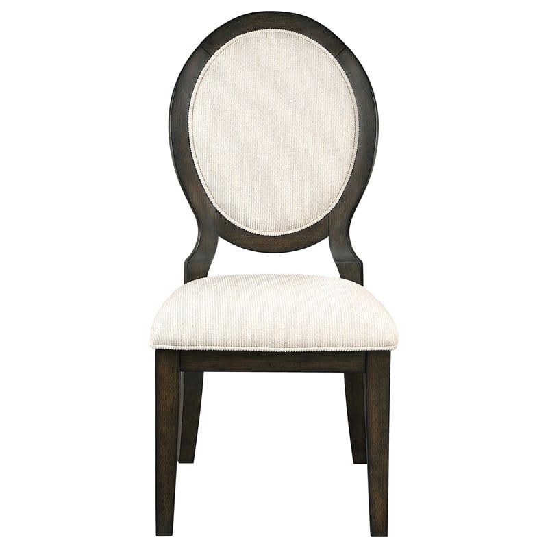 Pemberly Row 7-Piece Round Wood Dining Table Set in Dark Cocoa Brown