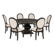 Pemberly Row 7-Piece Round Wood Dining Table Set in Dark Cocoa Brown