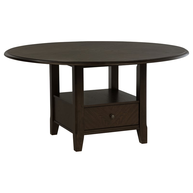 Pemberly Row 5-Piece 60-Inch Round Wood Dining Table Set in Dark Cocoa