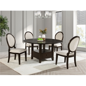 Pemberly Row 5-Piece 60-Inch Round Wood Dining Table Set in Dark Cocoa