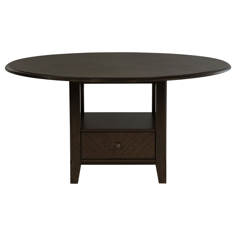 Pemberly Row 60-Inch Round Dining Table with Drawer in Dark Cocoa