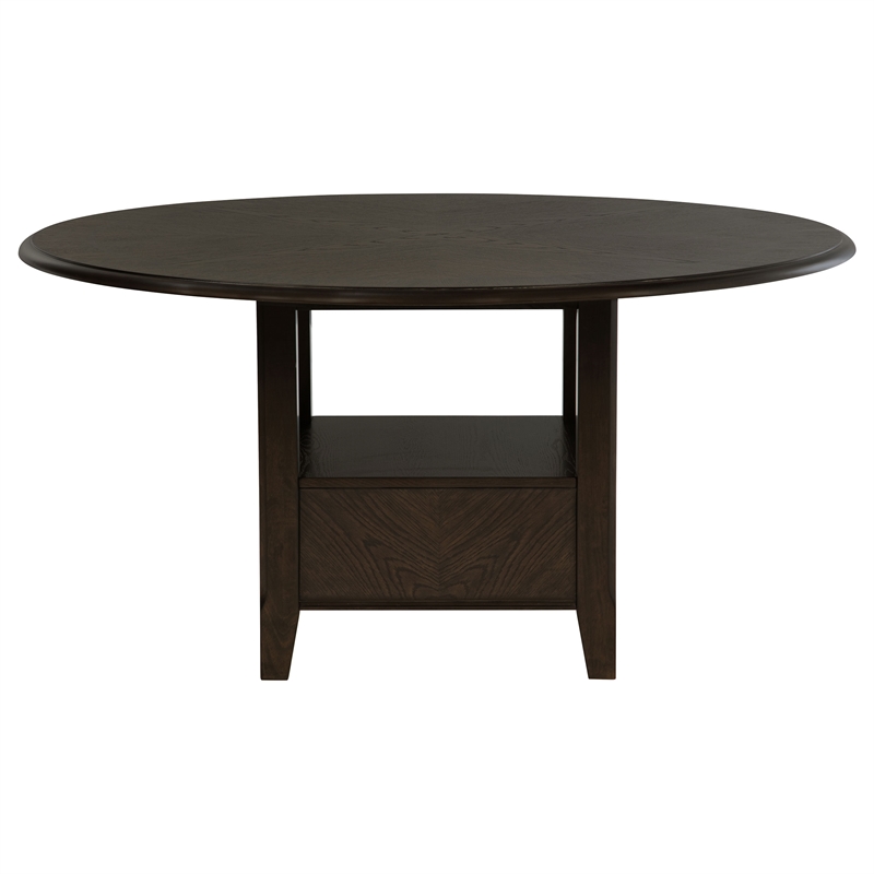 Pemberly Row 60-Inch Round Dining Table with Drawer in Dark Cocoa