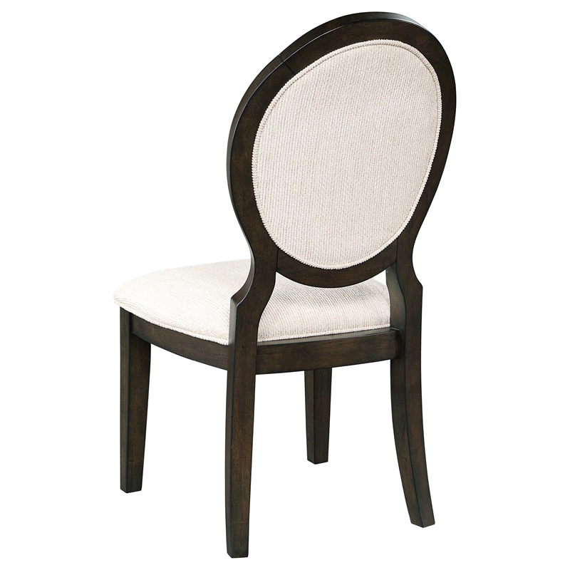 Pemberly Row 5-Piece Round Wood Dining Table Set in Dark Cocoa Brown/Cream