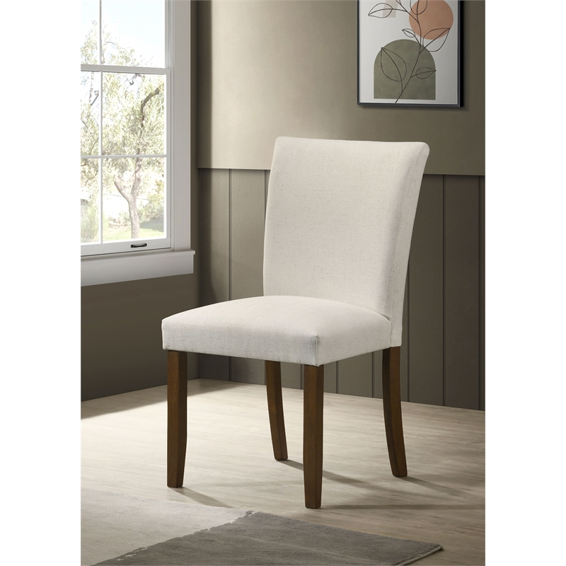 Pemberly Row Armless Upholstered Dining Side Chair Set of 2 in Beige