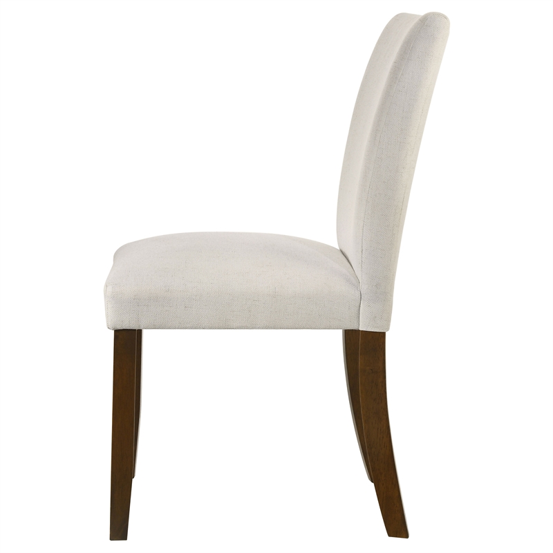 Pemberly Row Armless Upholstered Dining Side Chair Set of 2 in Beige