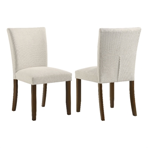 Pemberly Row Armless Upholstered Dining Side Chair Set of 2 in Beige