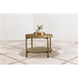 Pemberly Row Round Wood End Side Table with Storage Shelf in Sand Wash