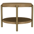 Pemberly Row Round Wood End Side Table with Storage Shelf in Sand Wash