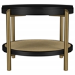 Pemberly Row Round Wood End Side Table with Storage Shelf in Black