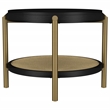Pemberly Row Round Wood End Side Table with Storage Shelf in Black