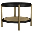 Pemberly Row 2-Piece Round Wood Coffee and End Table Set in Black