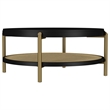 Pemberly Row 2-Piece Round Wood Coffee and End Table Set in Black