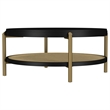 Pemberly Row 2-Piece Round Wood Coffee and End Table Set in Black