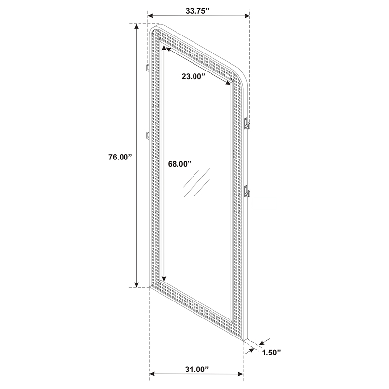 Pemberly Row Cane Weave Full Length Standing Floor Mirror in Black