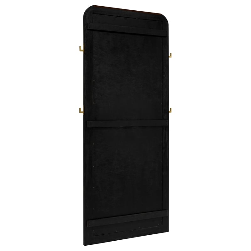 Pemberly Row Cane Weave Full Length Standing Floor Mirror in Black