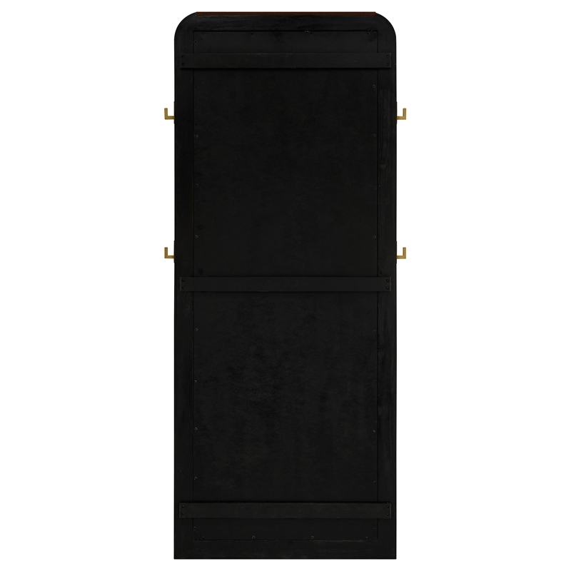 Pemberly Row Cane Weave Full Length Standing Floor Mirror in Black